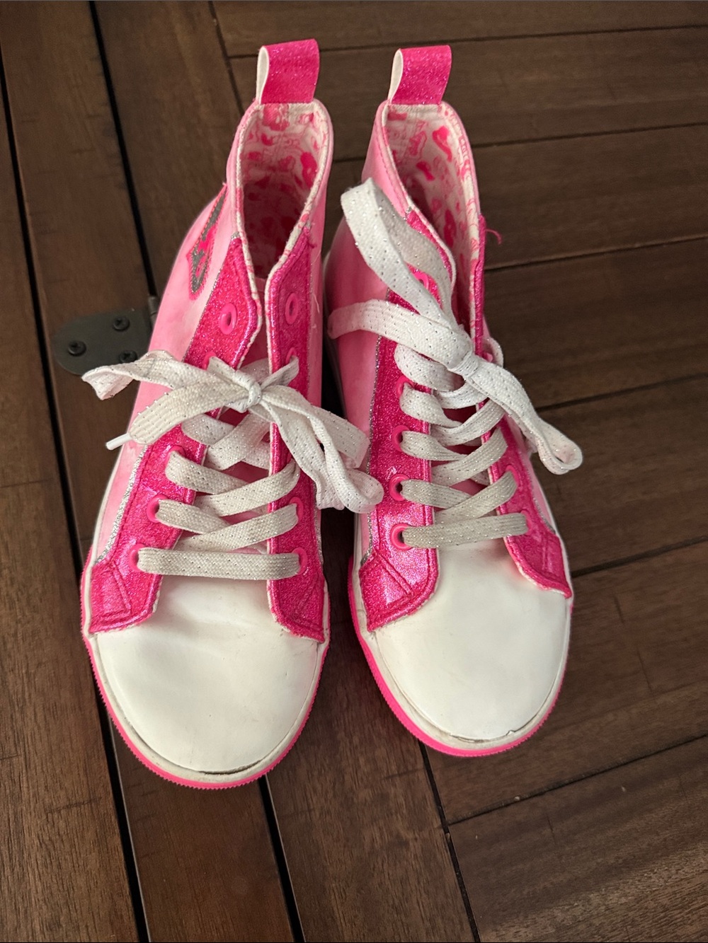Kids Pink High-Top Barbie Sneakers with White Toe - Girls Casual Shoe